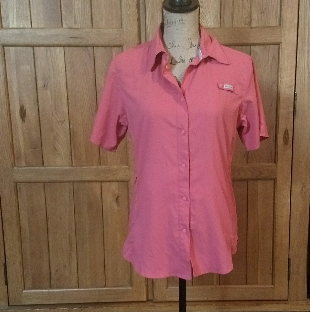 Pink womans Columbia button-up